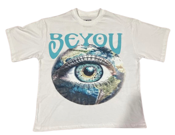 White “EyeWorld” Oversized Tee