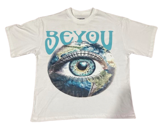 White “EyeWorld” Oversized Tee